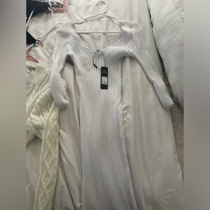 White sweater dress